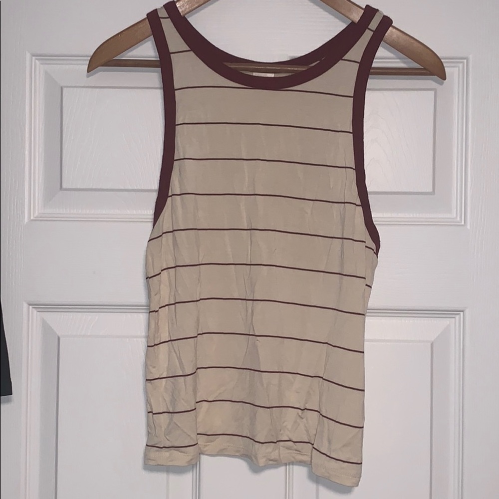 🟣 Zine muscle tank top cream maroon medium zumiez